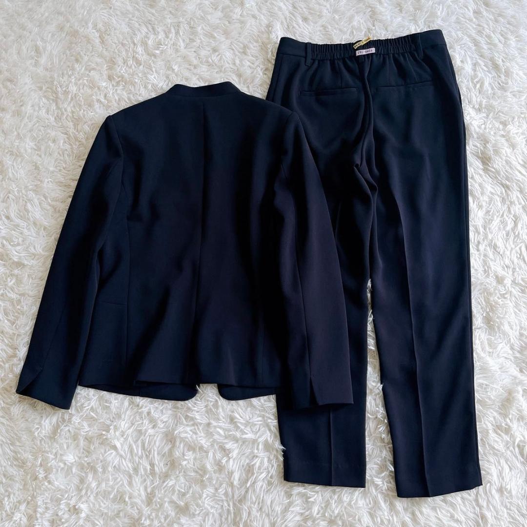 ＊美品【PLST】パンツスーツ　ストレッチダブルクロス　ネイビー　L