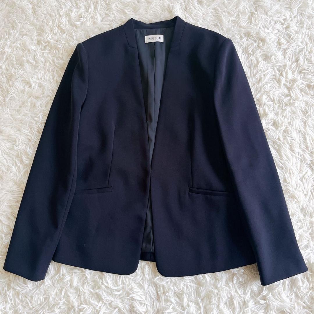 ＊美品【PLST】パンツスーツ　ストレッチダブルクロス　ネイビー　L