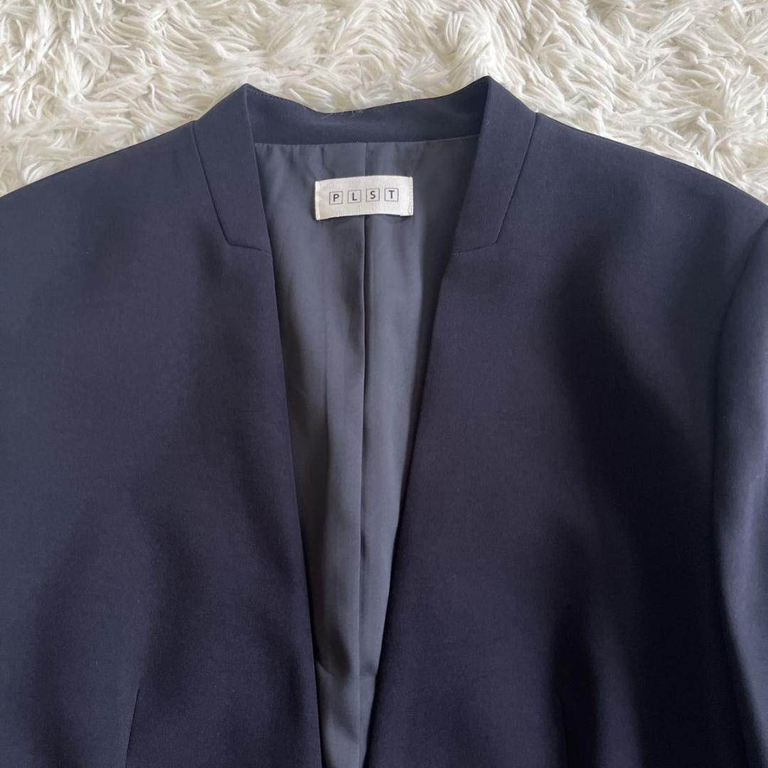 ＊美品【PLST】パンツスーツ　ストレッチダブルクロス　ネイビー　L