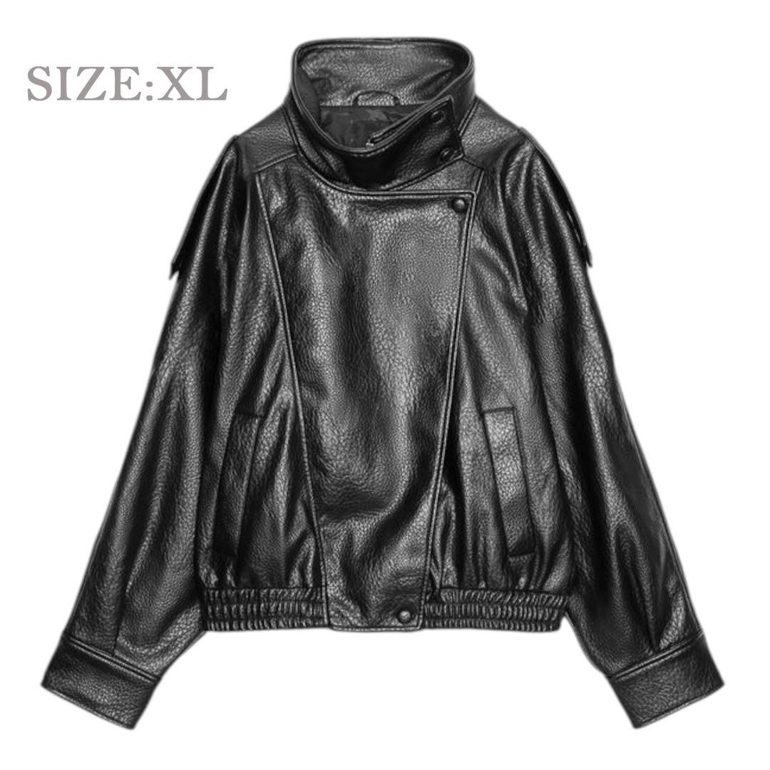 ZARA フェイクレザー ライダース ジャケット XL 4391 872 800