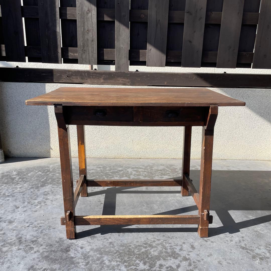 昭和レトロ　木製机　書斎机　文机　学習机　古道具　レトロ　骨董　デスク　テーブル