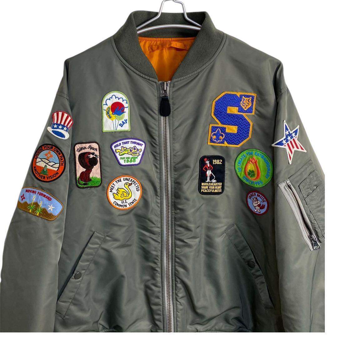 MA-1 フライトジャケット ワッペン付き XL カーキ ミリタリー