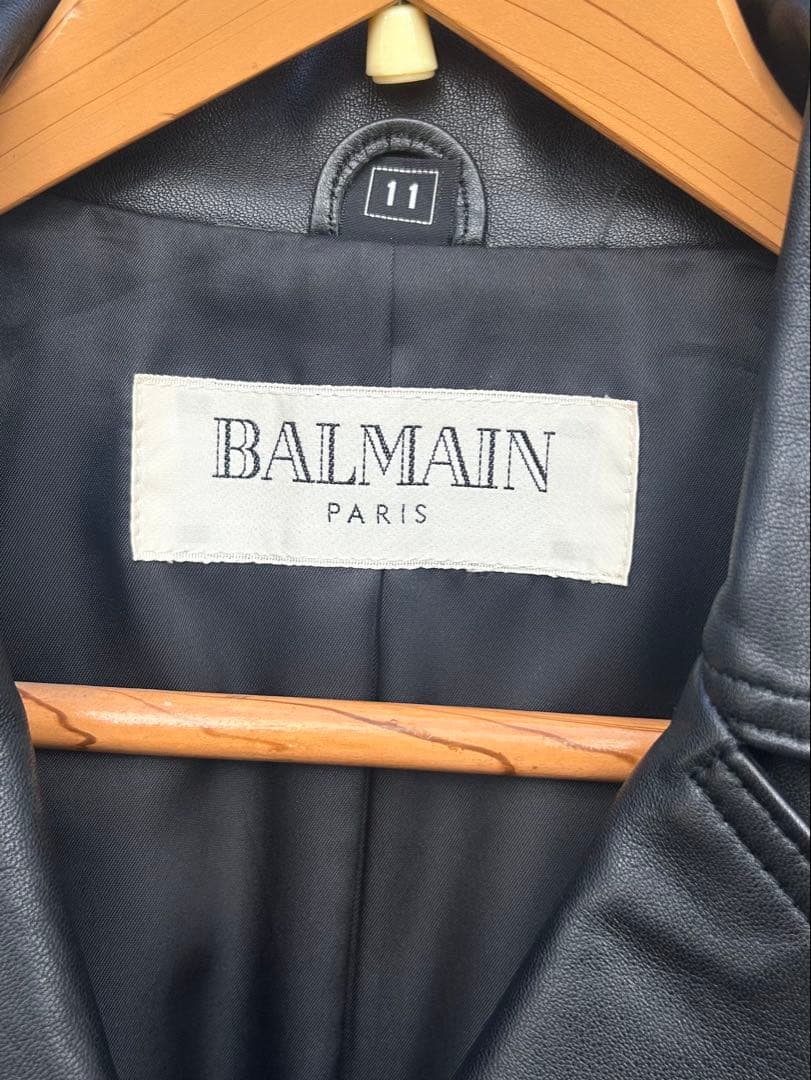 BALMAIN バルマン 本革 レザーコート ブラック ヴィンテージ