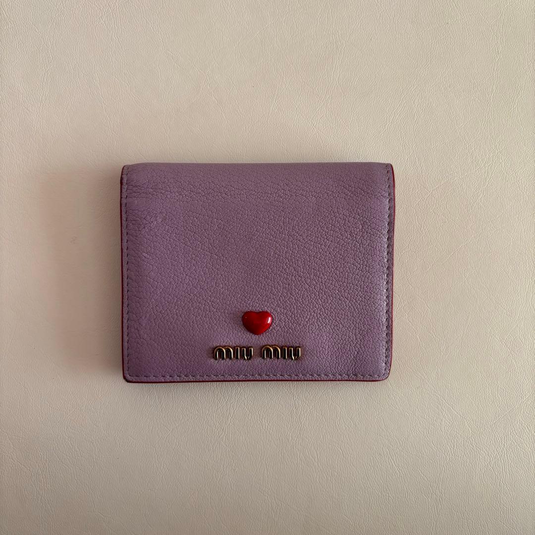 miumiu ミュウミュウ 二つ折り 財布 ハート マドラスラブ