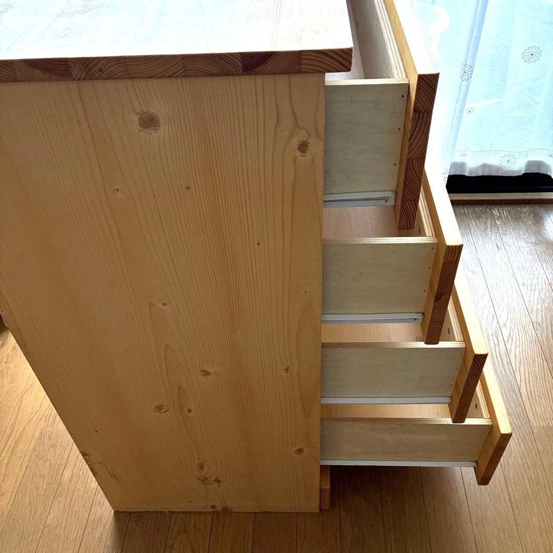 無印良品　パイン材 チェスト　4段 ワイド
