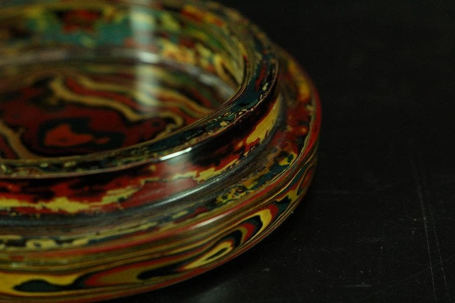 乾漆 色漆堆朱 茶器 香合 雪松作 共箱 未使用(K-A641)