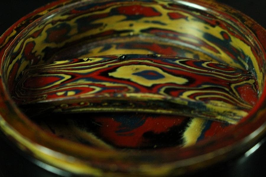 乾漆 色漆堆朱 茶器 香合 雪松作 共箱 未使用(K-A641)