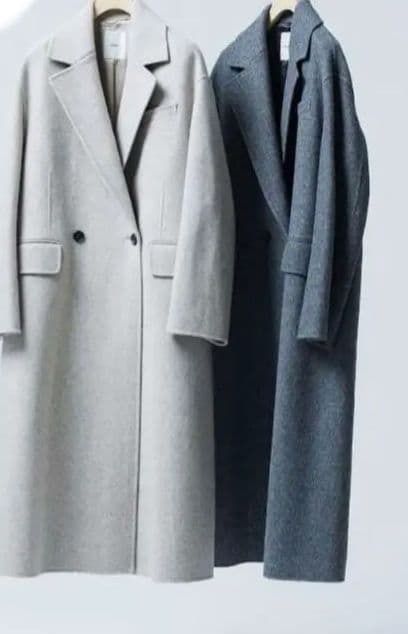 ebure エブール　ウールツイルリバー　ダブルチェスターコート　グレー
