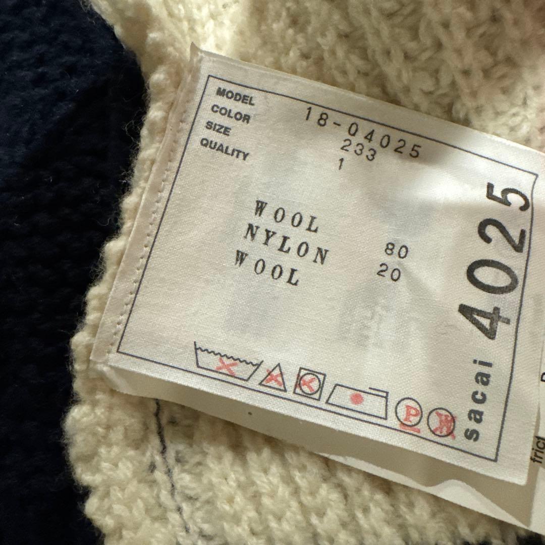 Sacai ジップアップ ライダースニット 1 18-04025 18AW