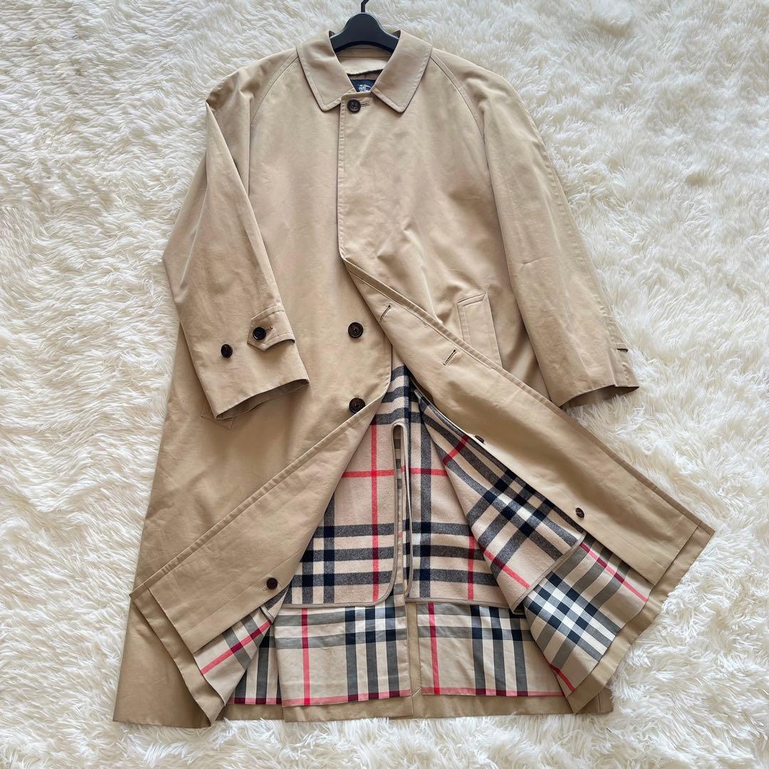 極美品　バーバリー　ステンカラーコート　ベージュ　カシミヤライナー　ノバチェック