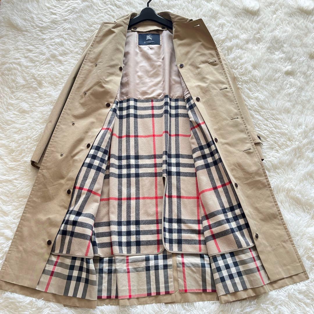極美品　バーバリー　ステンカラーコート　ベージュ　カシミヤライナー　ノバチェック