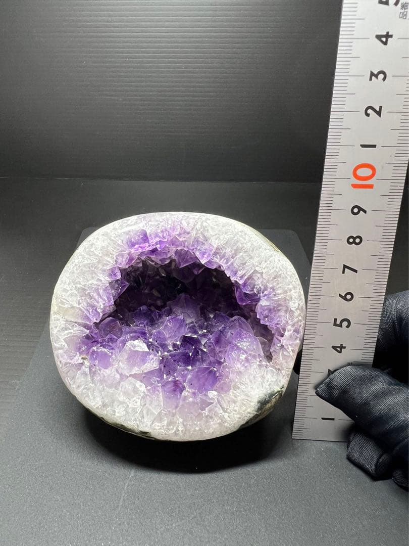 A679希少！美しい紫色 高品質天然アメジストドーム 置物