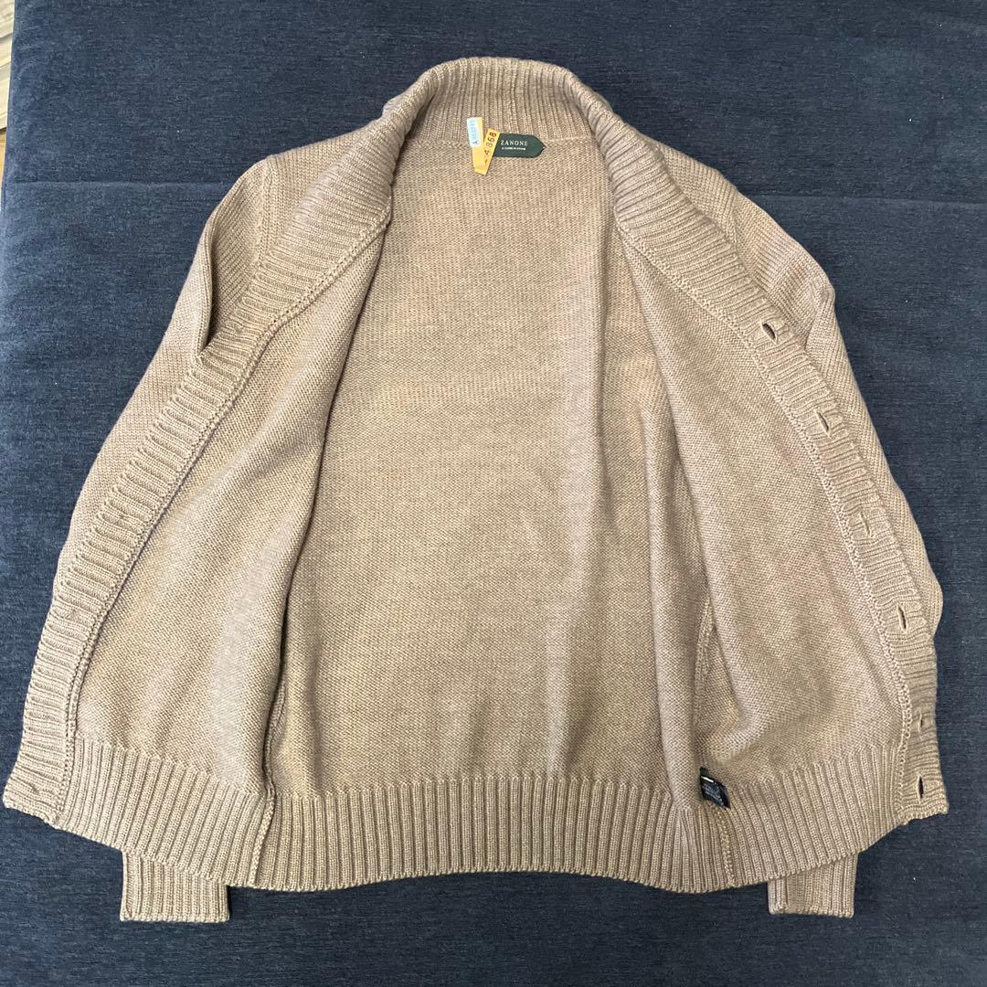 ZANONE ザノーネ　グレージュ　ショールカラーカーディガン サイズ46