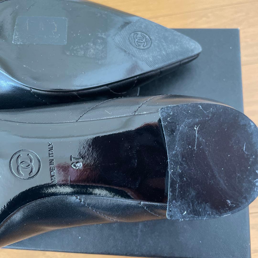 CHANELシャネル　レザーパンプス　ブラック37 箱付