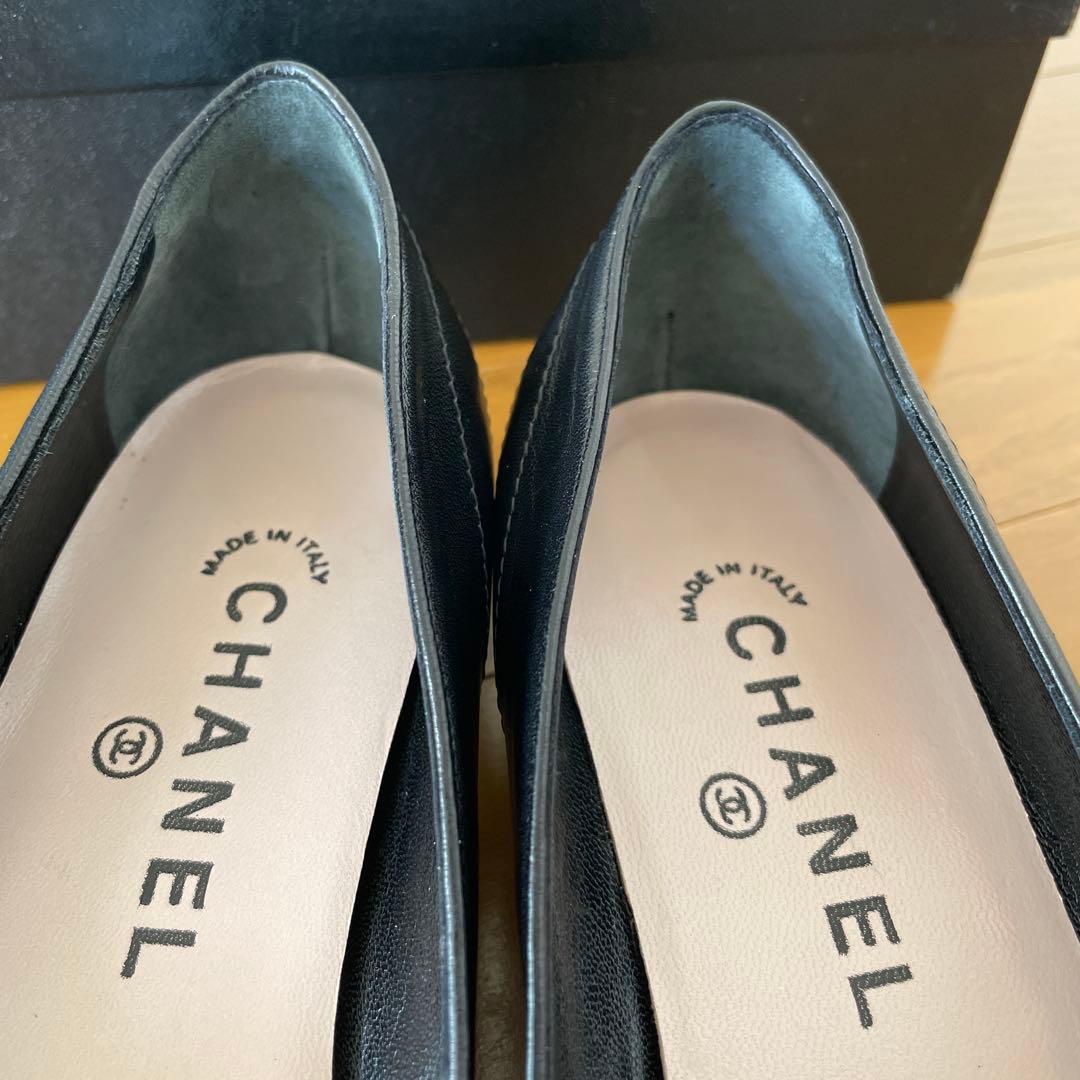 CHANELシャネル　レザーパンプス　ブラック37 箱付