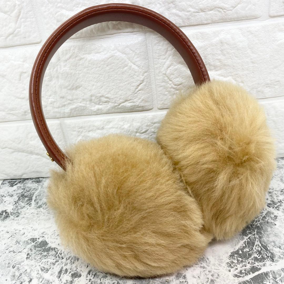 極美品 COACH コーチ 耳当て イヤーマフラー レザー ブラウン