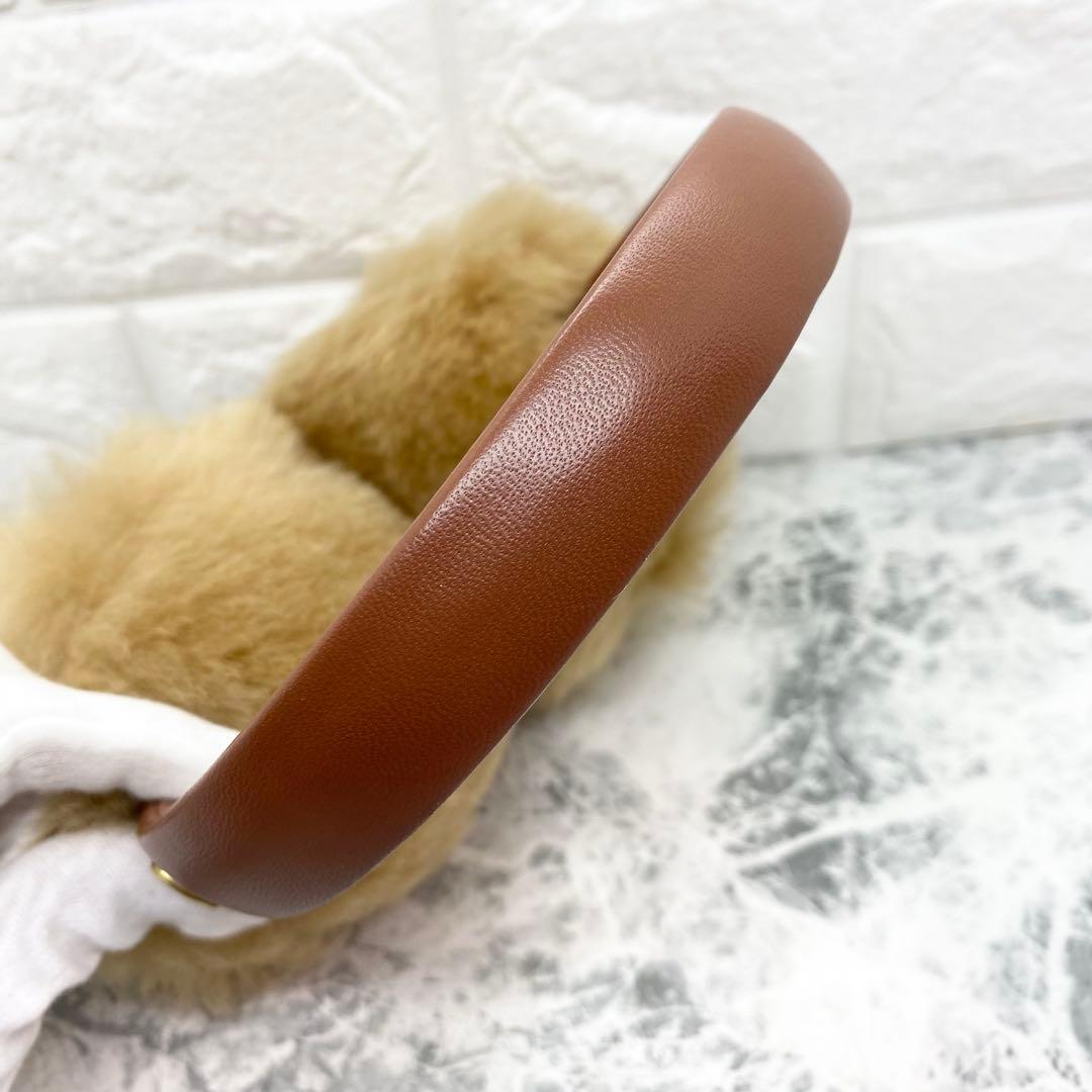 極美品 COACH コーチ 耳当て イヤーマフラー レザー ブラウン