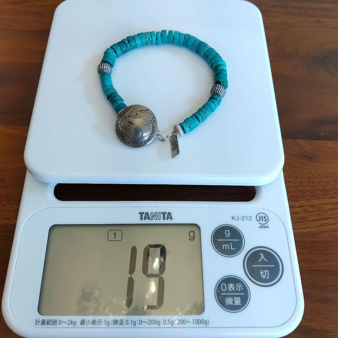 ナバホ　QUA-TSI（クワチ）5セントコンチョ　ターコイズ　ブレスレット