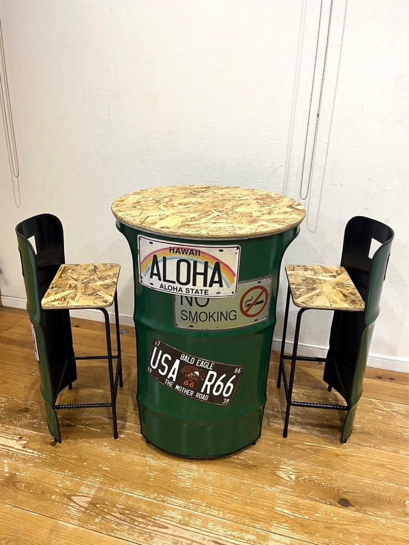 ドラム缶リメイクテーブルセット　☆送料無料☆