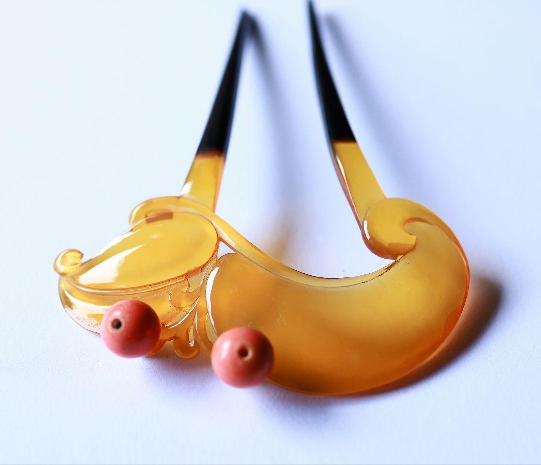 な*な様 絶品！ アンティーク かんざし 珊瑚 赤珊瑚 本べっ甲