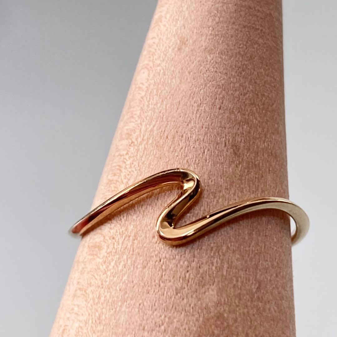 ete K10 ウェーブ リング 15号 レイヤード 美品