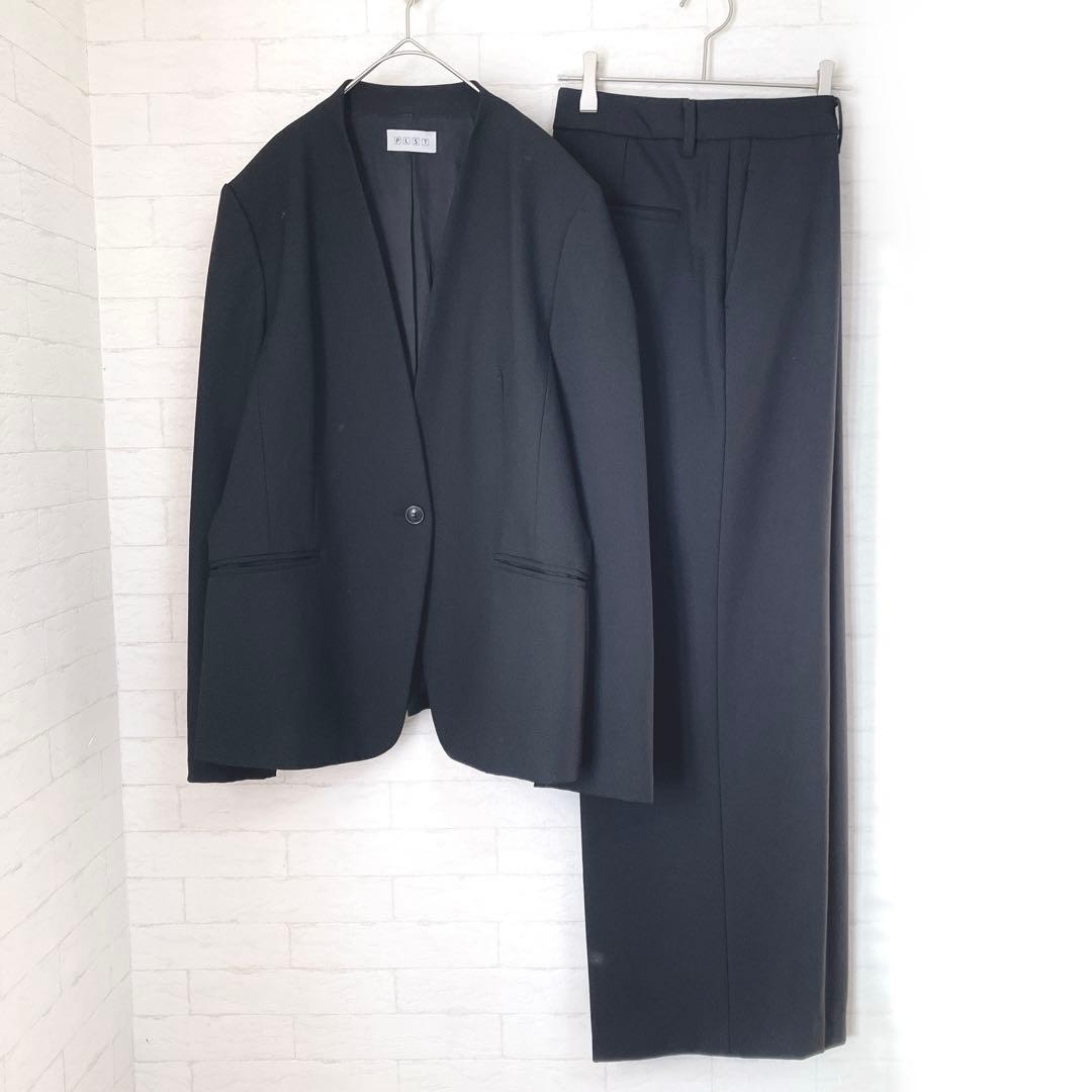 プラステ PLST ノーカラー パンツスーツ セット XXL ブラック