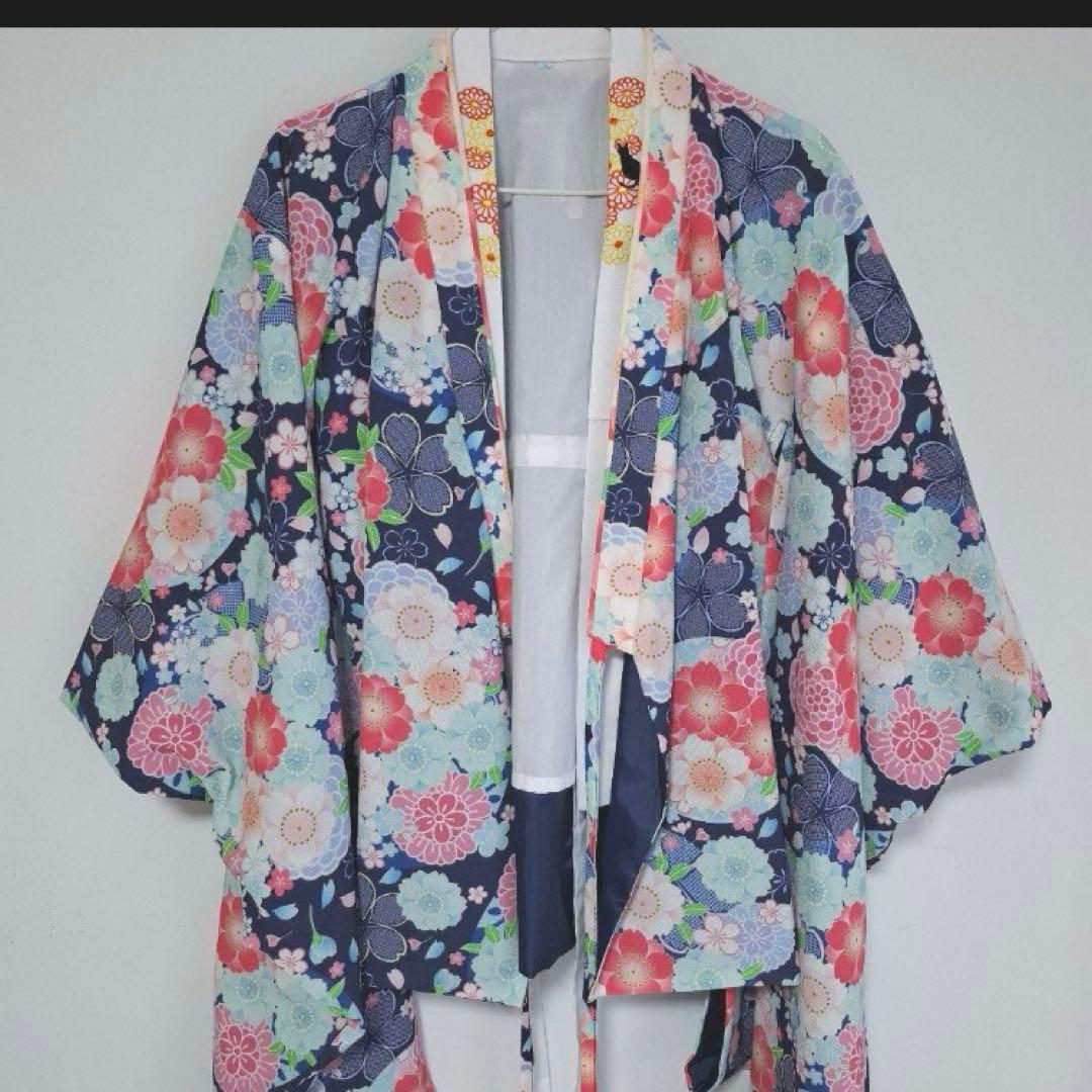 花柄 水色 着物　袴