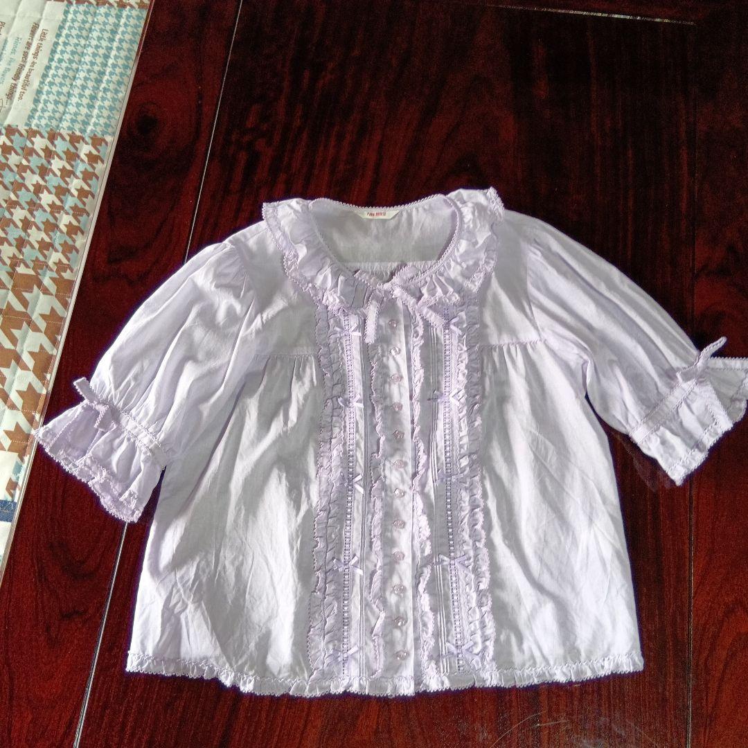 ラベンダーフリルロングスカートとブラウスのセットです❣