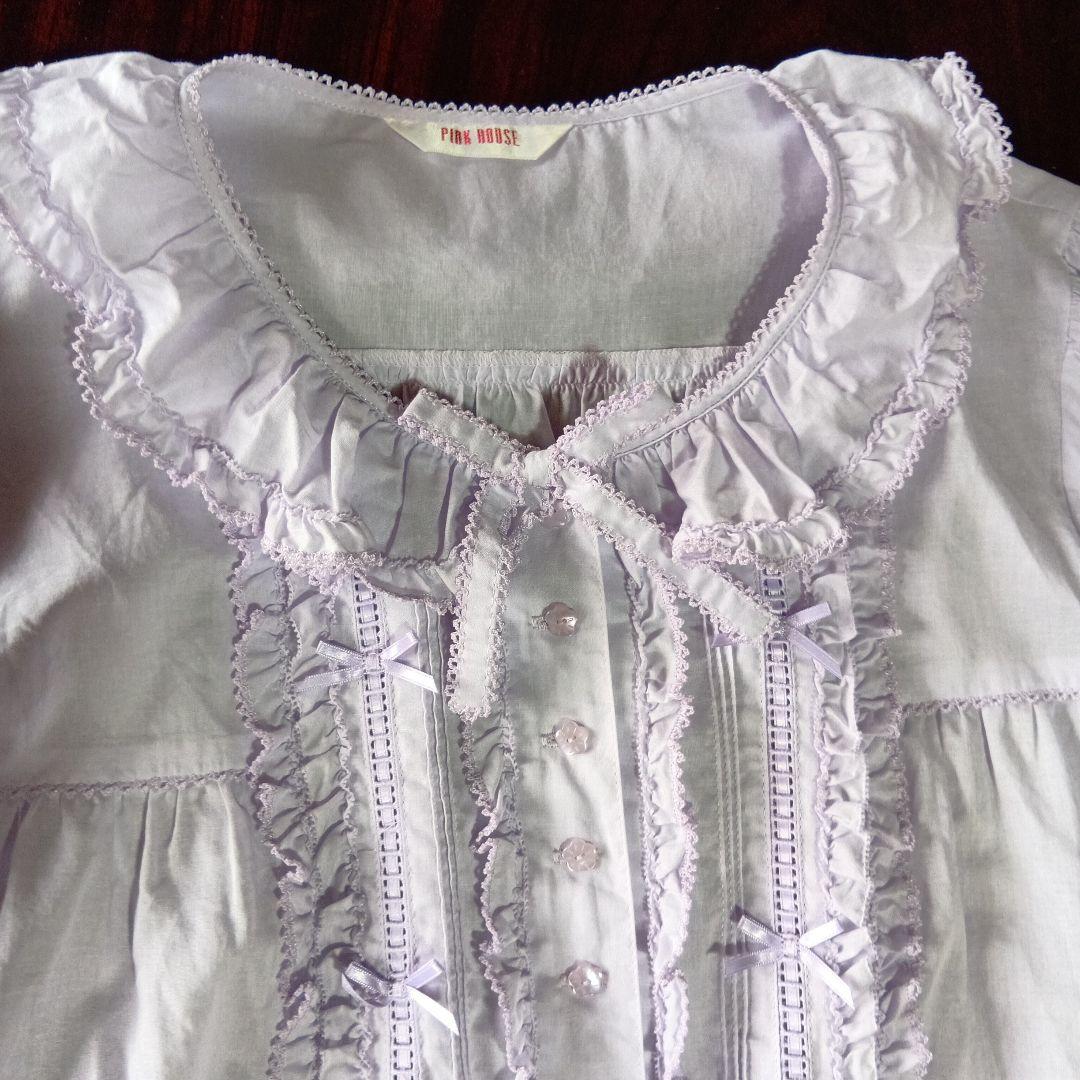 ラベンダーフリルロングスカートとブラウスのセットです❣