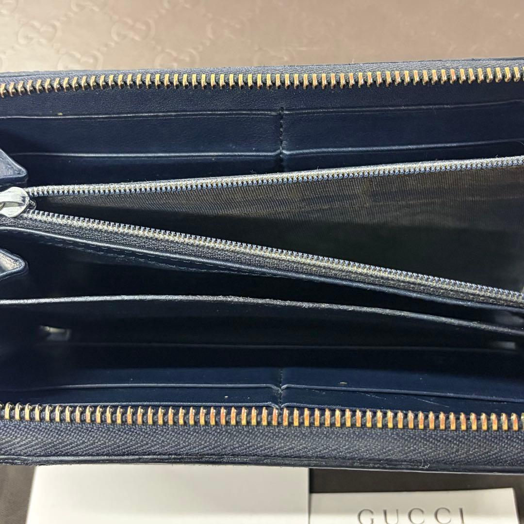 超良品‼️ グッチ　GUCCI 財布　長財布　シマレザー　ラウンドファスナー