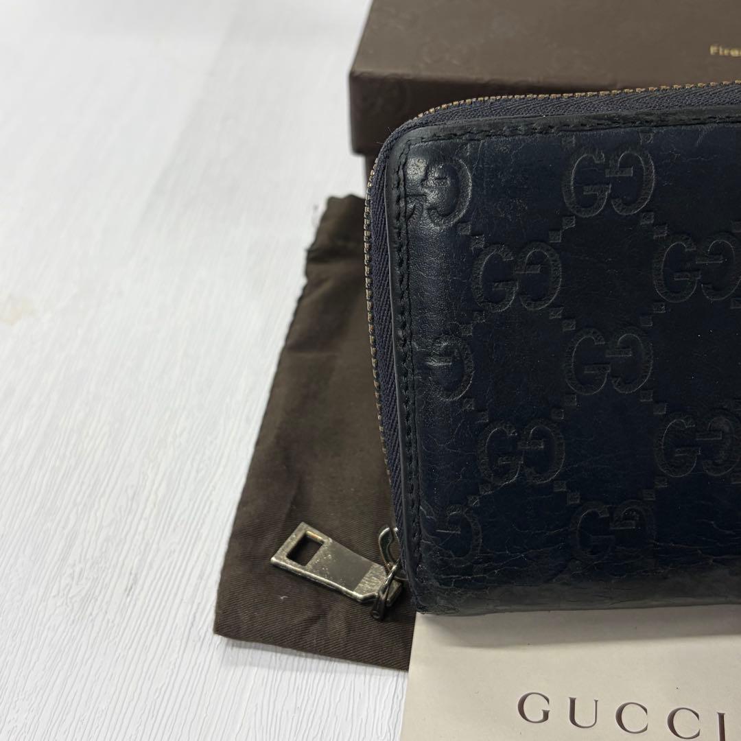 超良品‼️ グッチ　GUCCI 財布　長財布　シマレザー　ラウンドファスナー