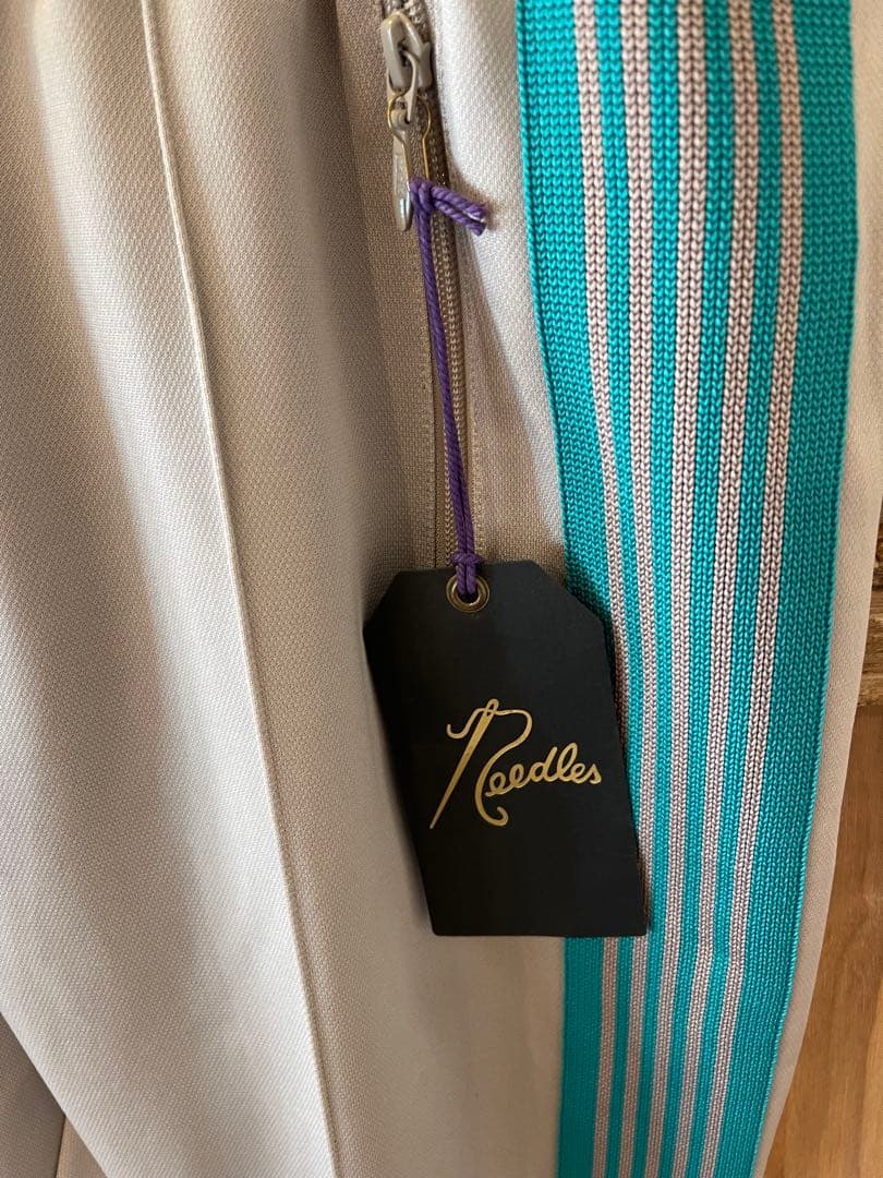 Needles トラックパンツ ベージュ/ターコイズ ナローサイズL