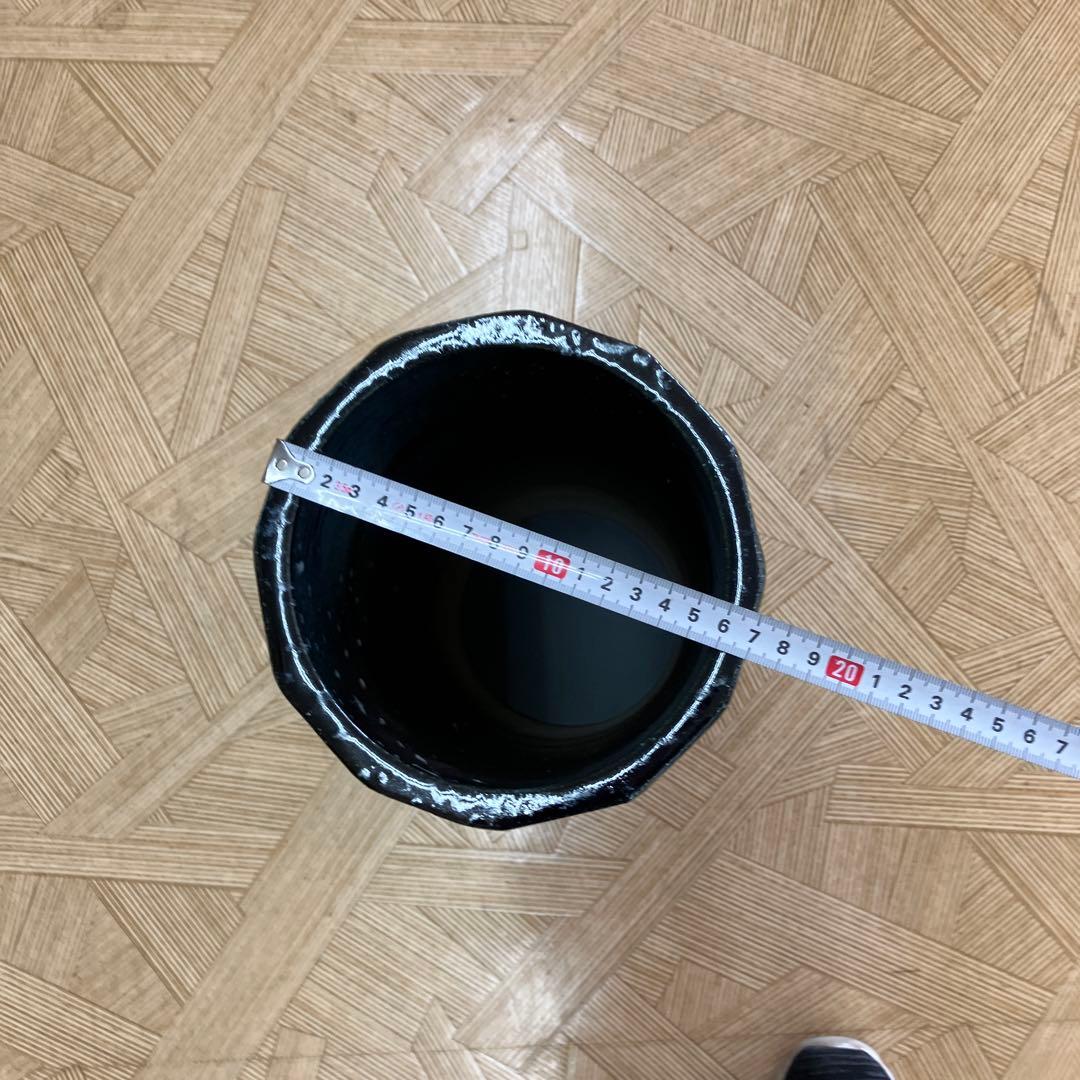 信楽焼傘立て青ガラス面取り