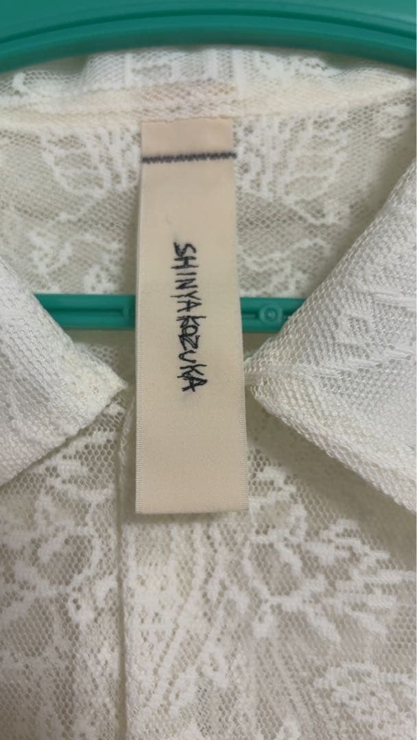 SHINYA KOZUKA レース柄 長袖ホワイトシャツ