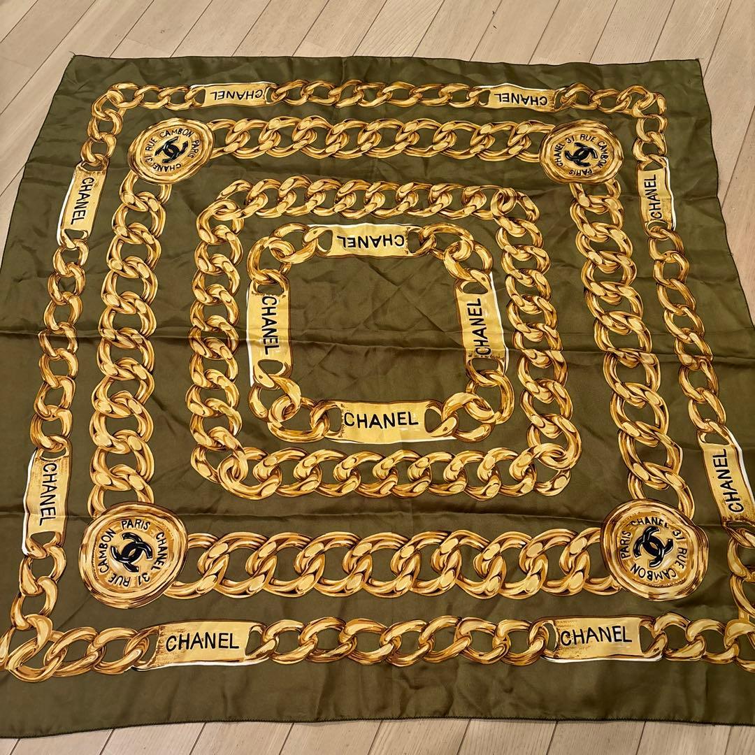 CHANEL ゴールドチェーン スカーフ 90cm