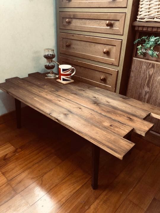 木目調　センターテーブル　棚　ラック　折り畳み　収納可能　新品