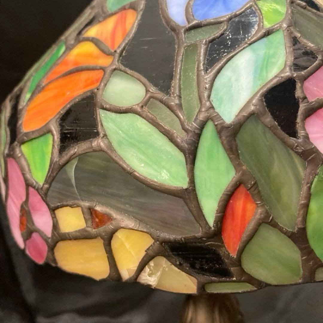 ティファニーランプ型 アンティーク卓上灯 ステンドグラスランプ 椿F