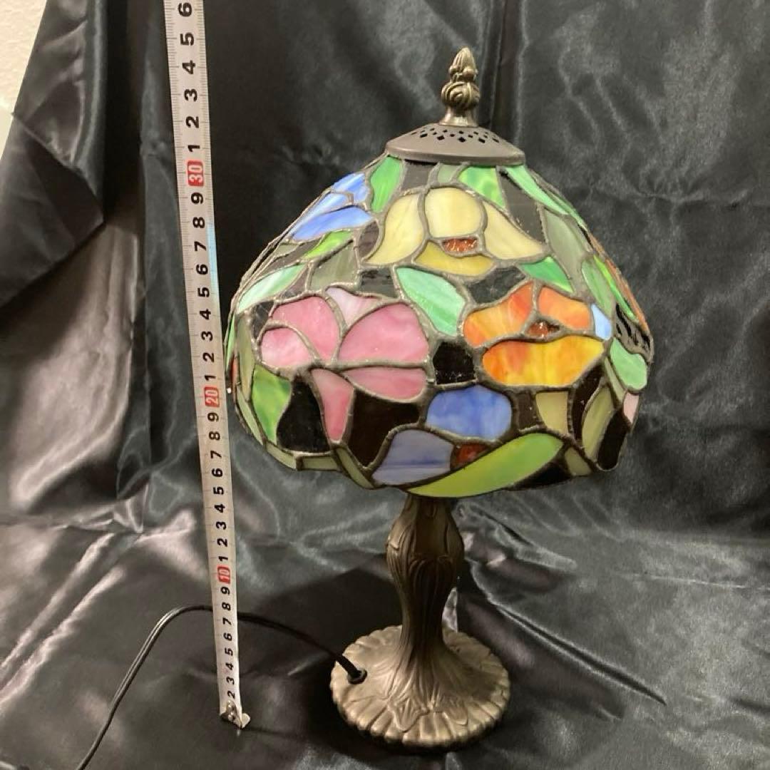ティファニーランプ型 アンティーク卓上灯 ステンドグラスランプ 椿F