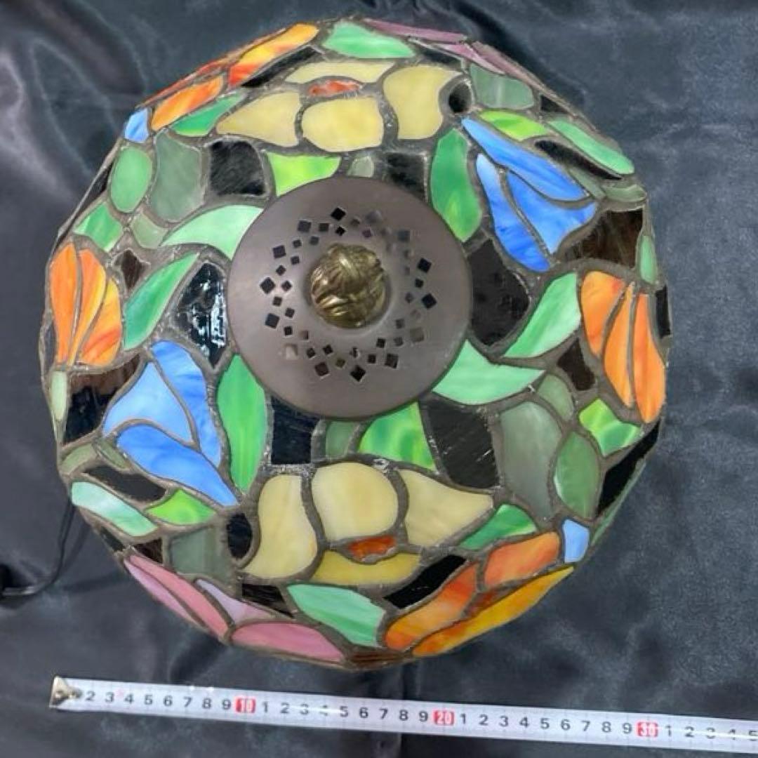 ティファニーランプ型 アンティーク卓上灯 ステンドグラスランプ 椿F