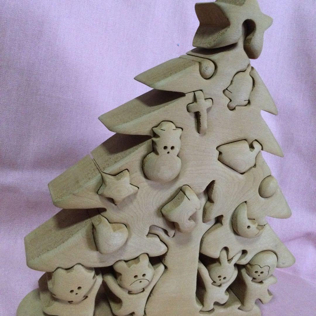 木製　手作り　パズル　クリスマス　ツリー