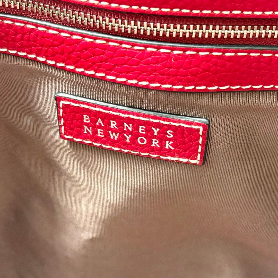 【美品】バーニーズニューヨーク トートバッグ レザー A4可 肩掛け レッド