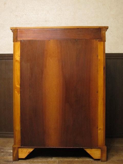 フレンチアンティーク 木象嵌 オルモル装飾 ピアキャビネット 鍵付き