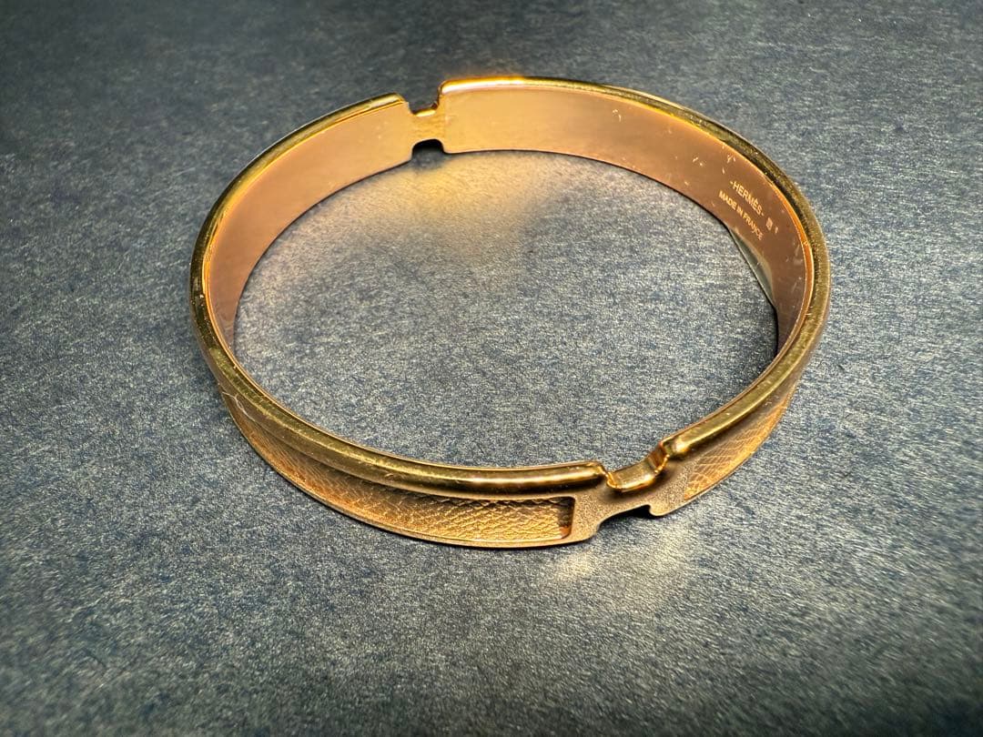 【美品】エルメス レザーブレスレット オランプ エトゥープ