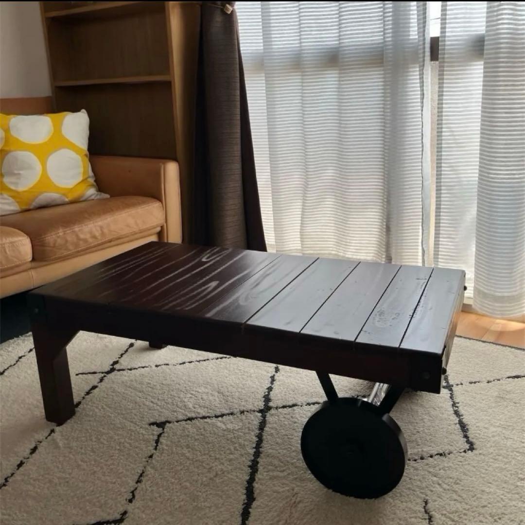 新品☆ヴィンテージ風トロリーテーブル　ローテーブル カフェ風インテリア