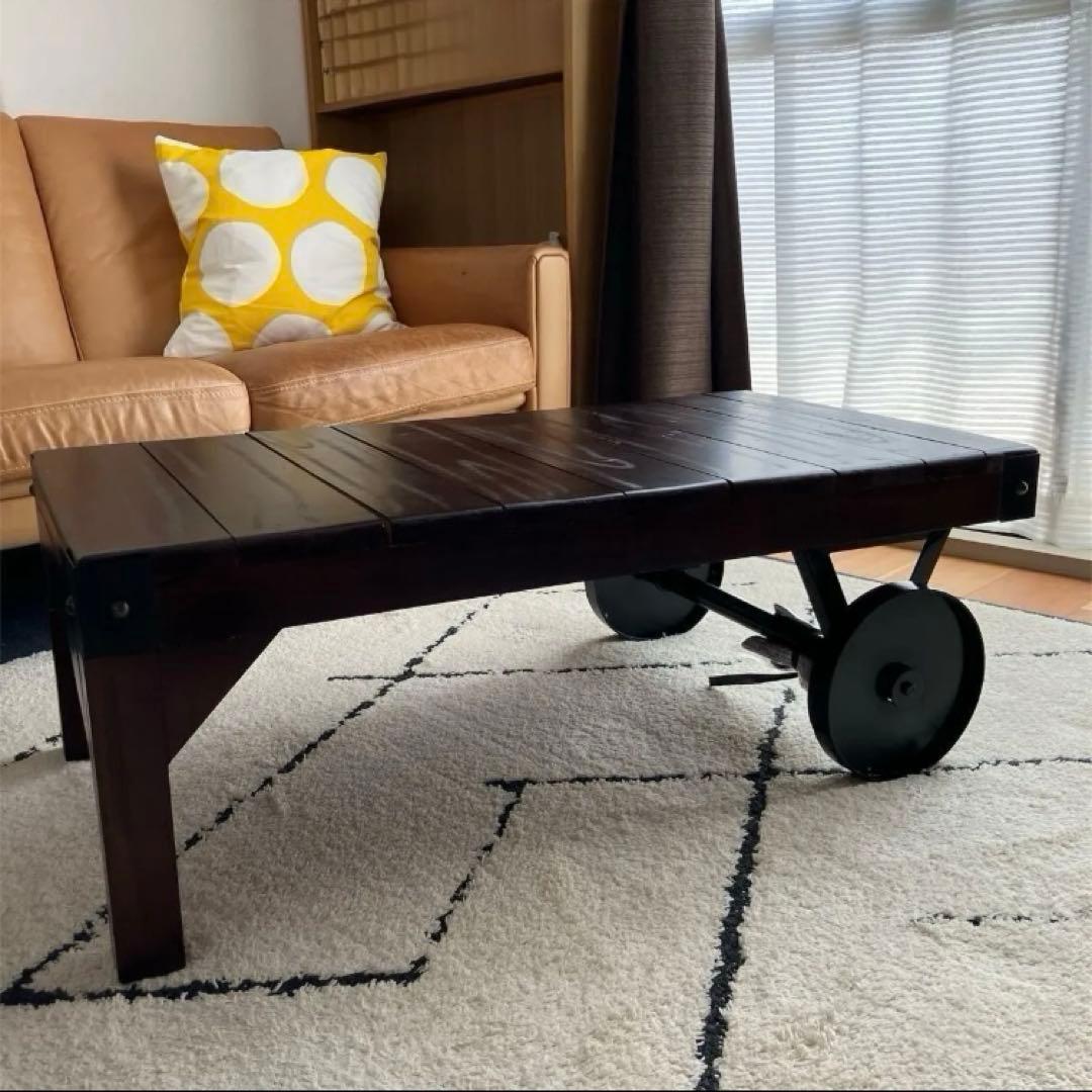 新品☆ヴィンテージ風トロリーテーブル　ローテーブル カフェ風インテリア