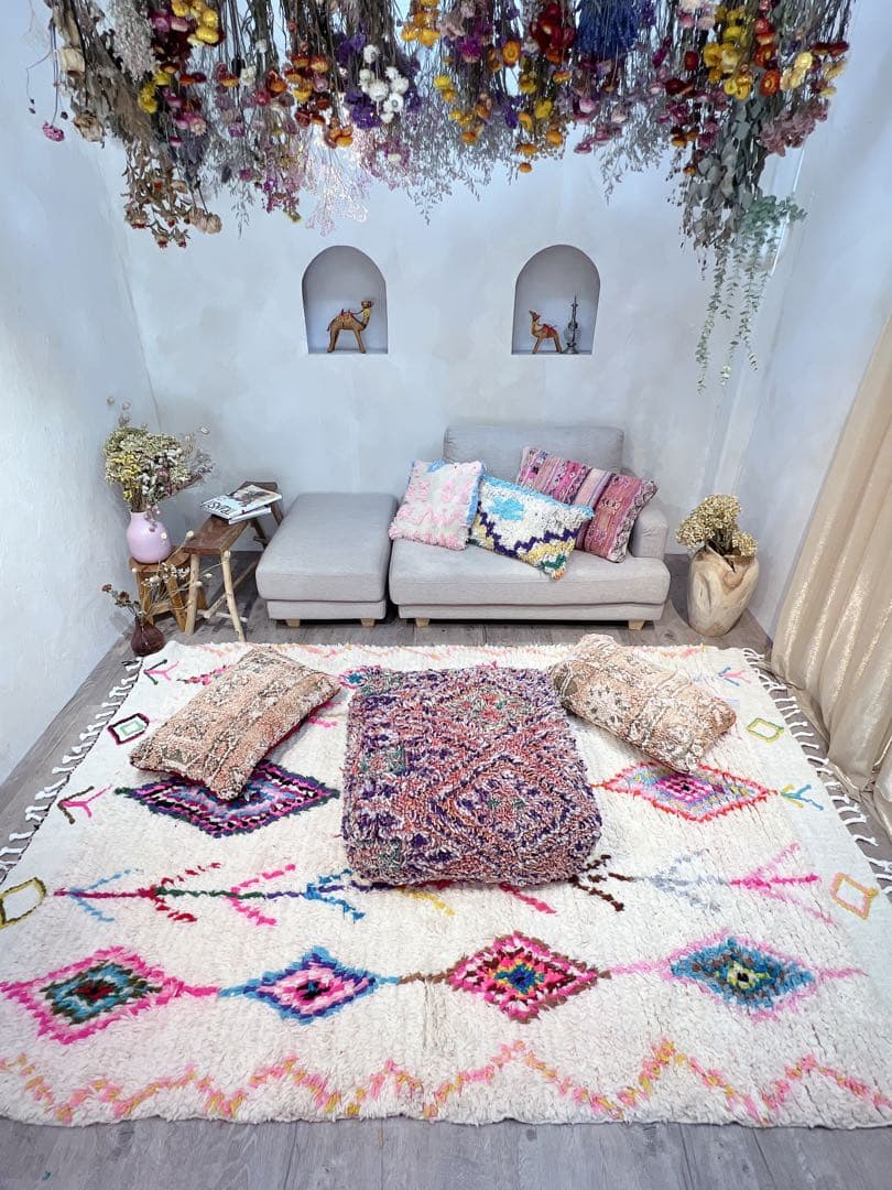 モロッコラグ リメイク プフ60×60×20