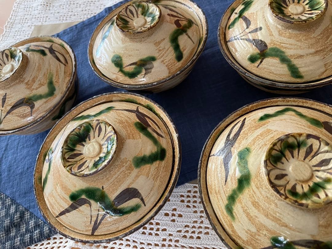 織部錆絵煮物碗　5客組