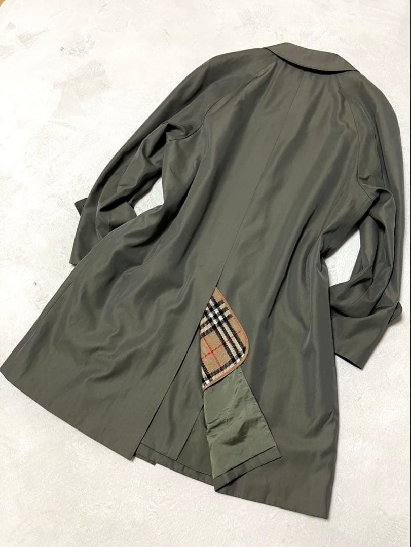 バーバリーロンドン　ステンカラーコート　ウール　シルク　高級品　ライナー付　L