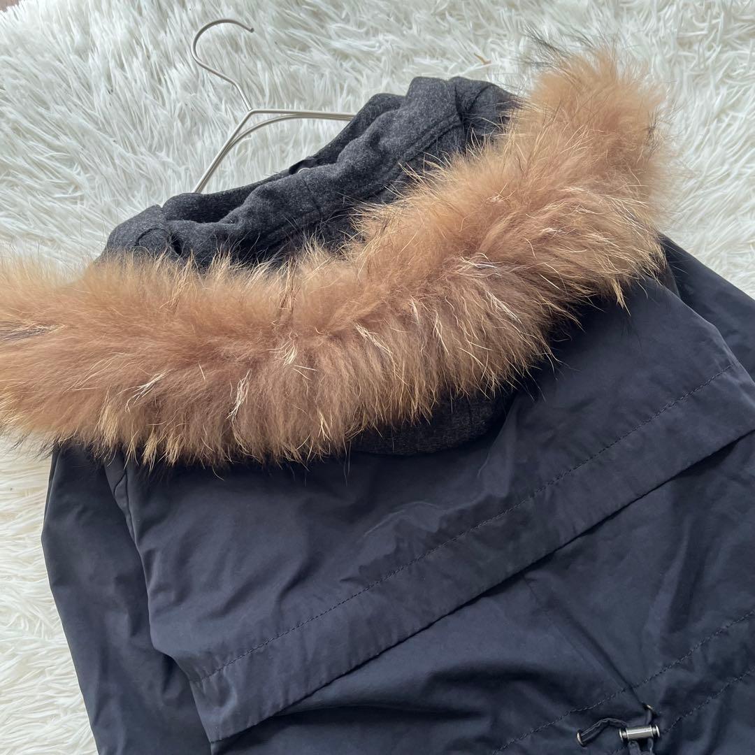 【美品】マックスマーラ ロング中綿コート ファー フード ライナーベスト付き M