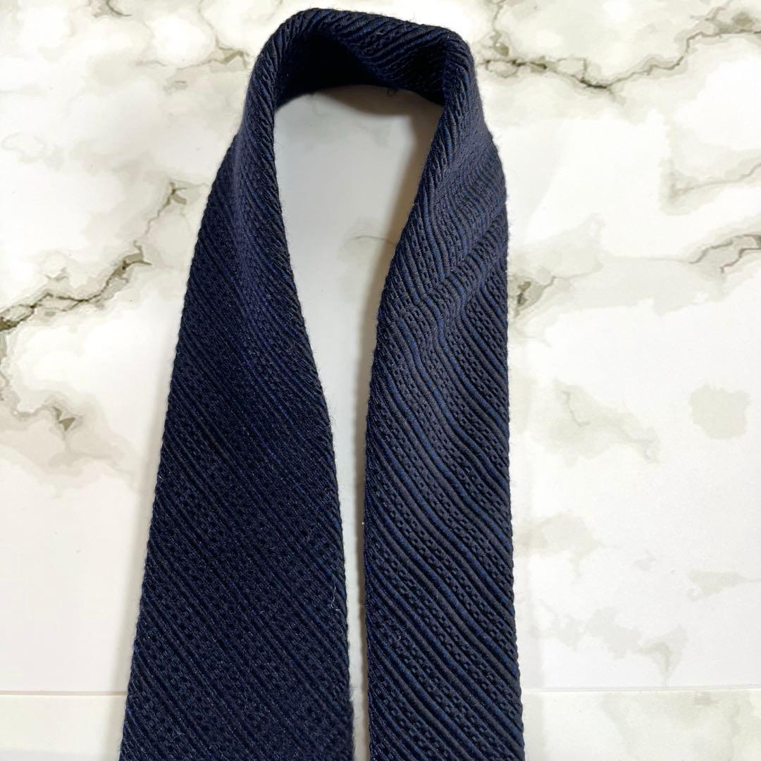 美品✨　GUCCI グッチ　ネイビー　ソリッド　ジャガード　ネクタイ